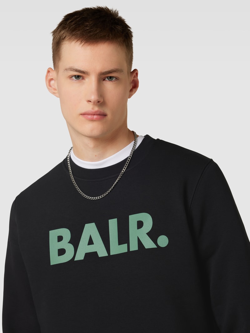 Sweatshirt mit Label-Print Modell 'Crewneck' in schwarz