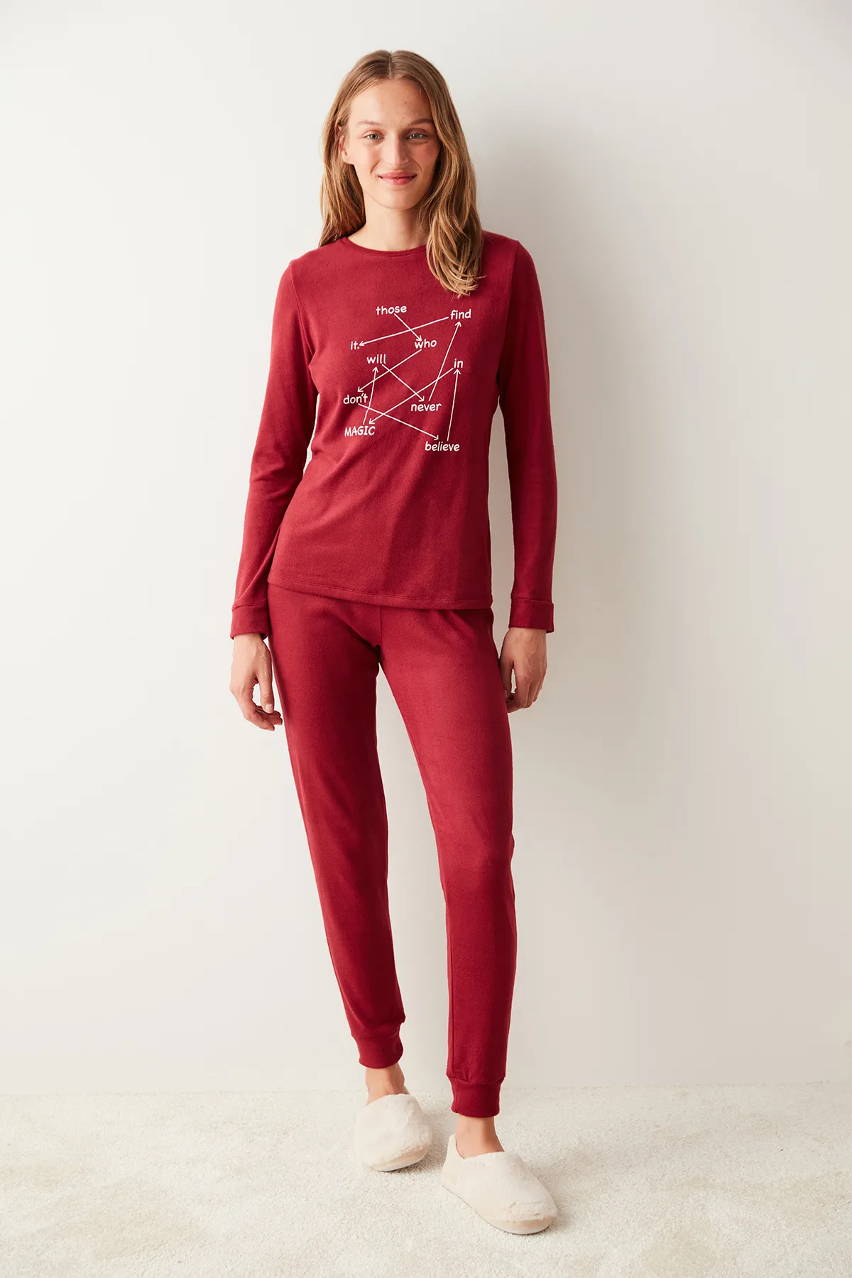 Penti  Pyjamahose - Rot - Straight