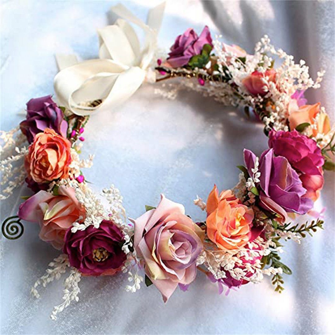 SOTOR Haarband Hochzeit Blumenkranz Krone,Rose Blumenkopf tragen,Photo Requisiten., 1-tlg.