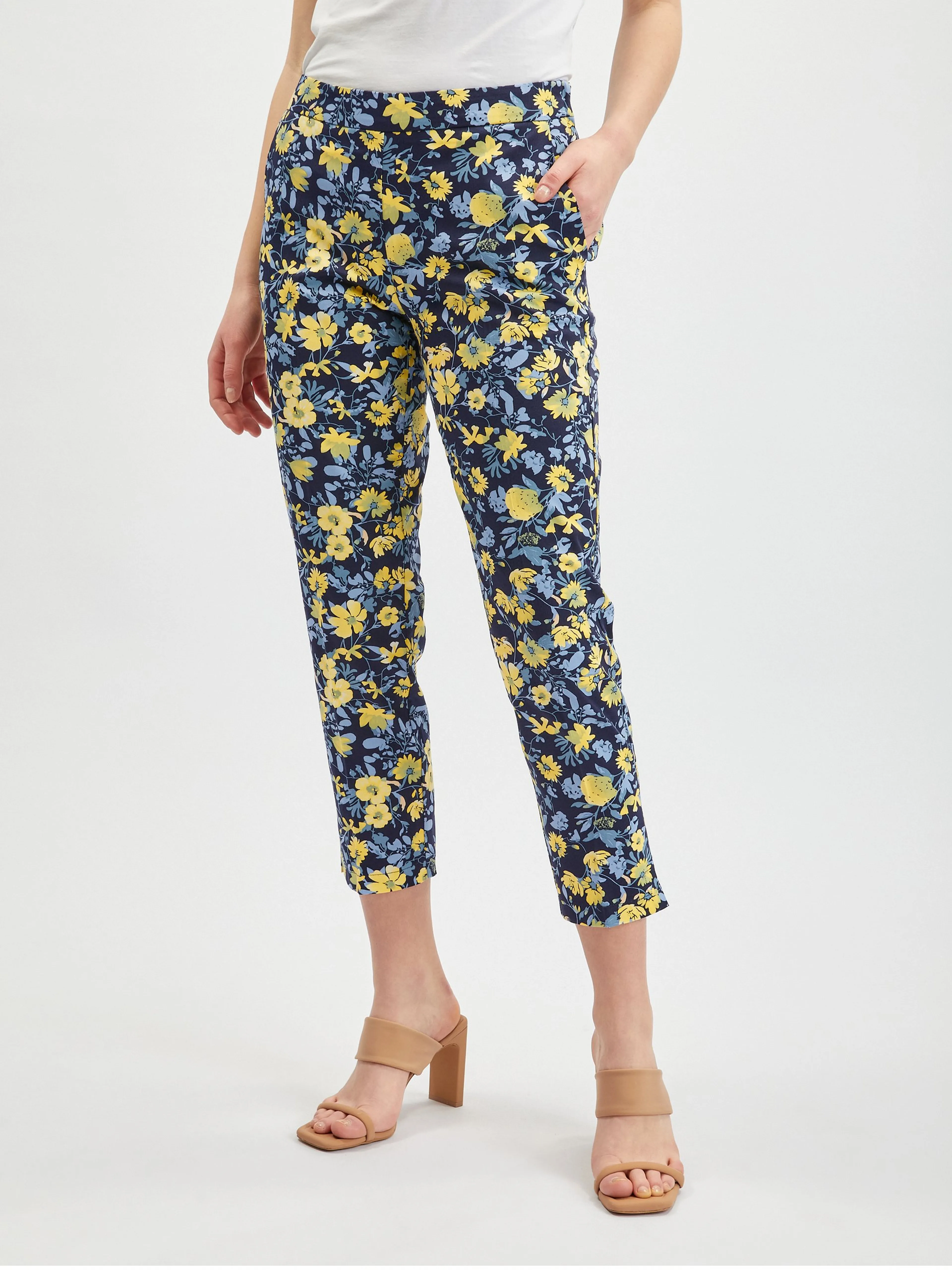 Gelbe und blaue geblümte Hose für Damen ORSAY
