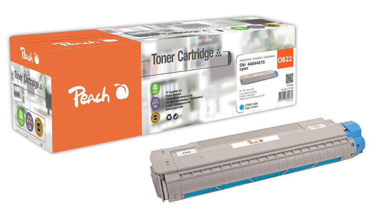 Peach Tonermodul cyan ersetzt Oki 44844615