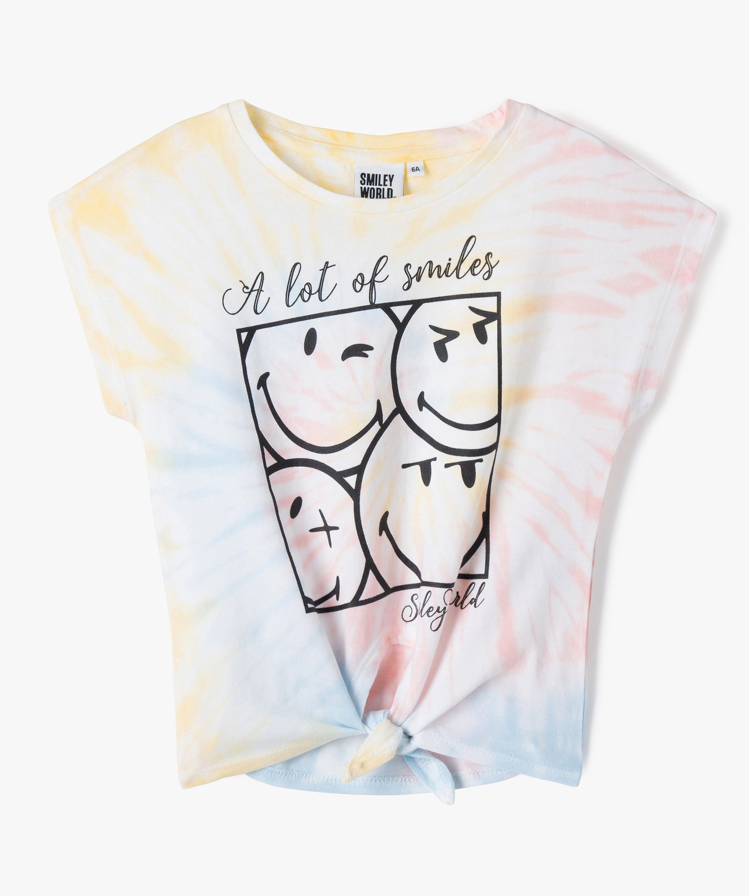 Tee-shirt fille à manches courtes avec motif Smiley - Smile... multicolore | GEMO