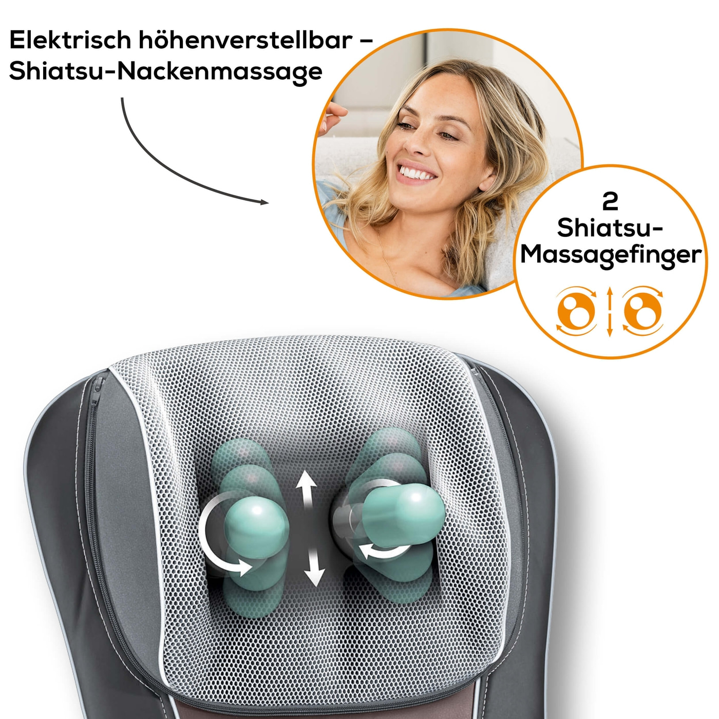 Beurer Shiatsu-Sitzauflage MG 295 HD 3D black-Sitzauflage Massagegerät für Roll-, Nacken- & Rückenmassage mit 3D Wipptechnik