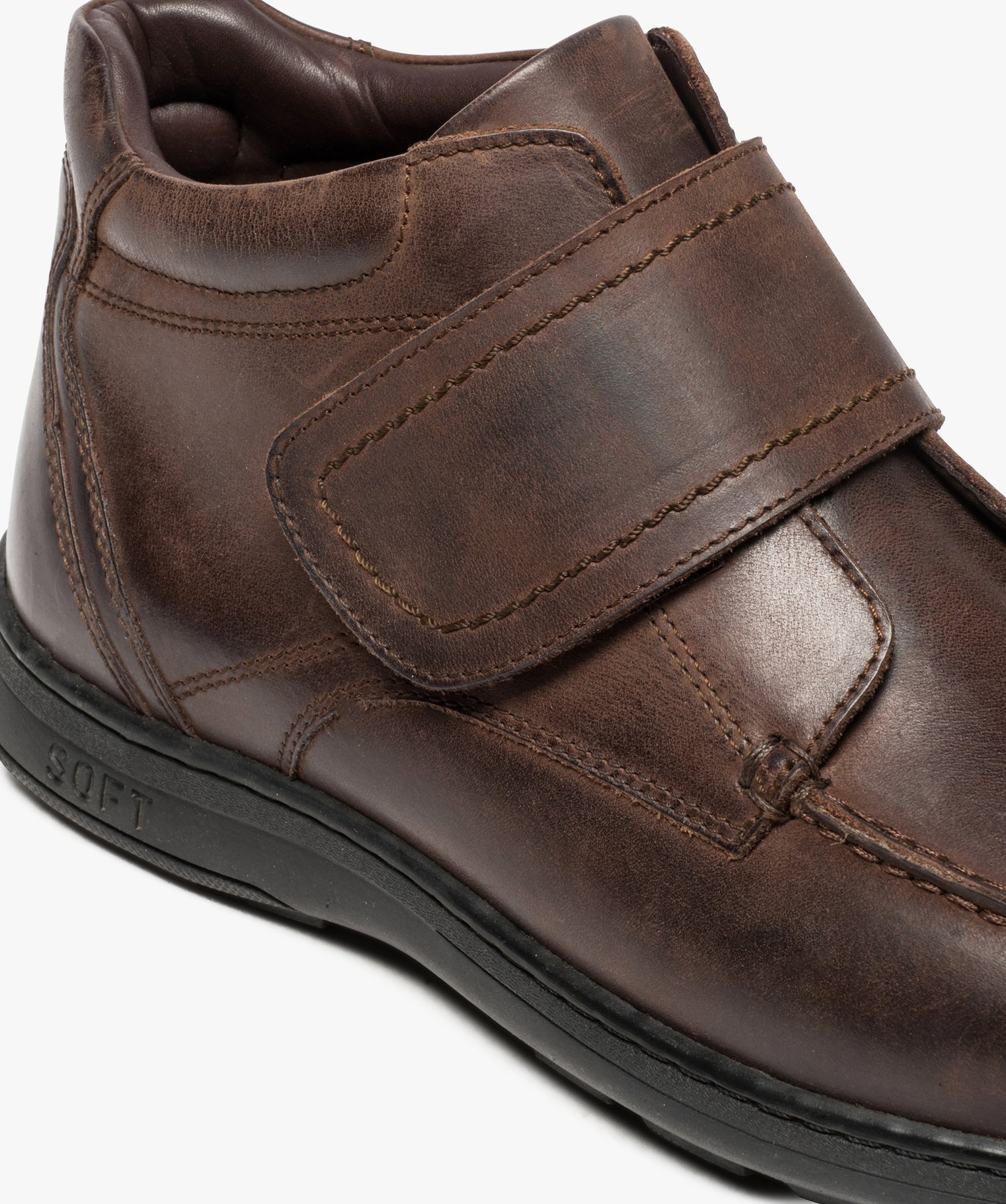 Boots homme confort en cuir fermeture scratch | GEMO
