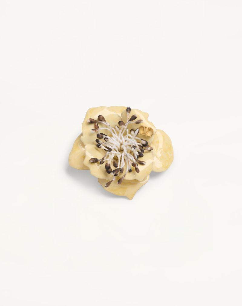 Valentino Fleur Lumineuse broche i metal, emalje og stof