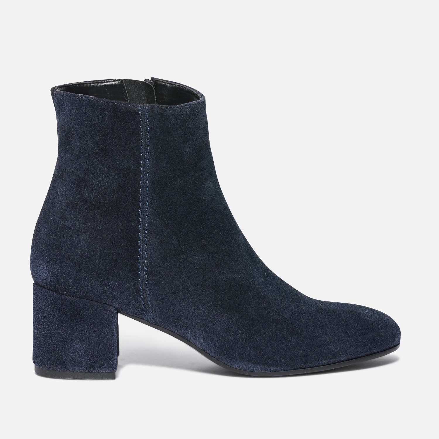 Boots marine en cuir avec couture côté