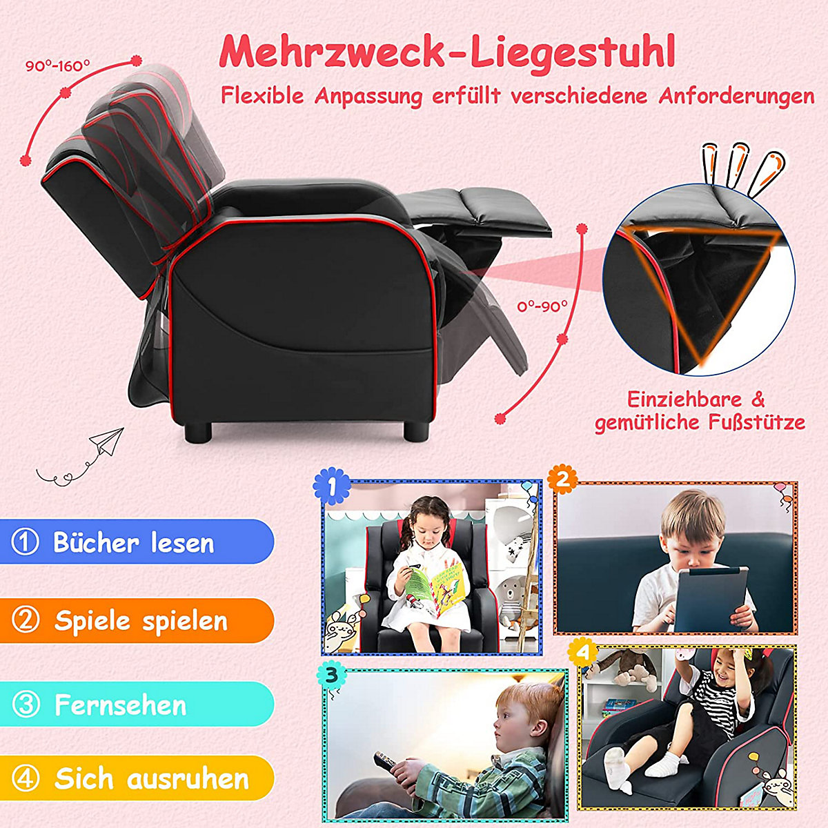 Kindersessel mit Liegefunktion Kindersofa 3-8 Jahre