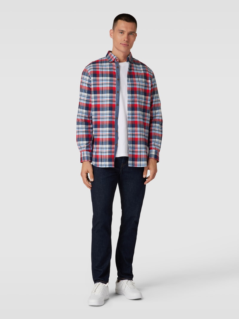 Regular Fit Freizeithemd mit Karomuster in marineblau