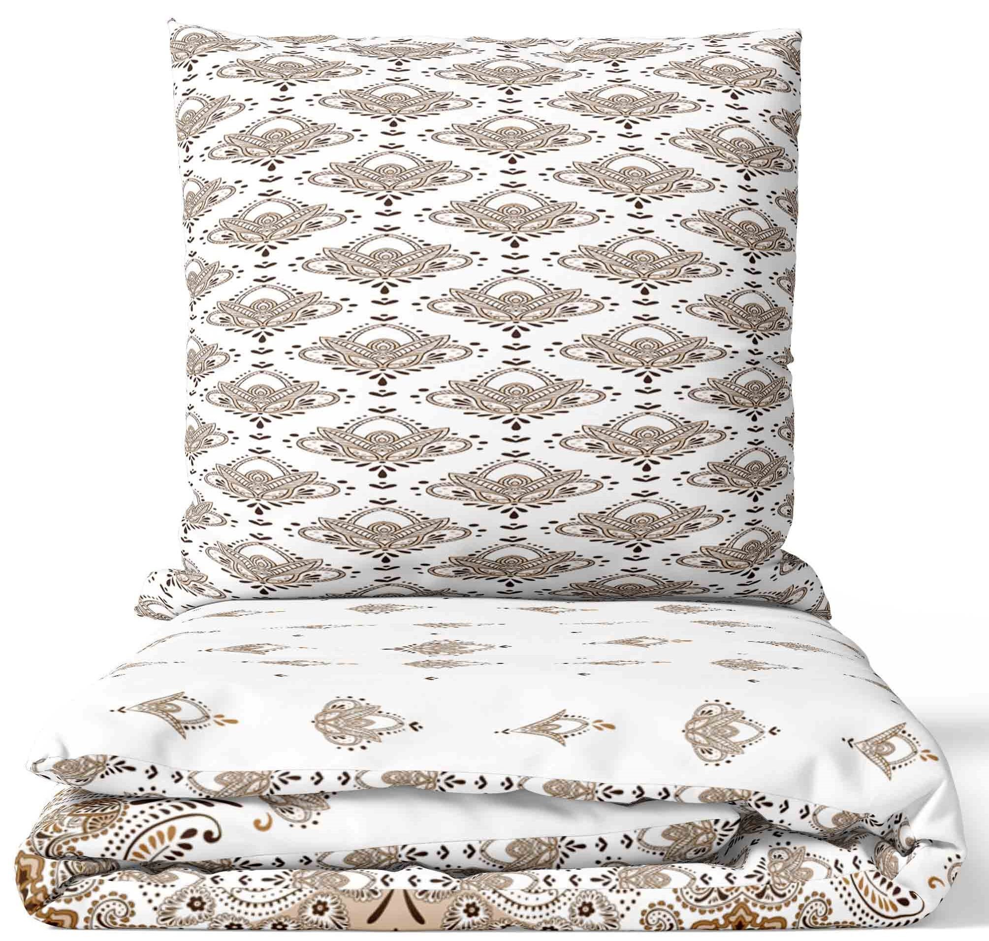 Bettwäsche Baumwolle 135x200, 155x220, 200x200 oder 200x220, Leonado Vicenti, Renforcé, 2 teilig, Blüten und Paisley Muster mit Reißverschluss