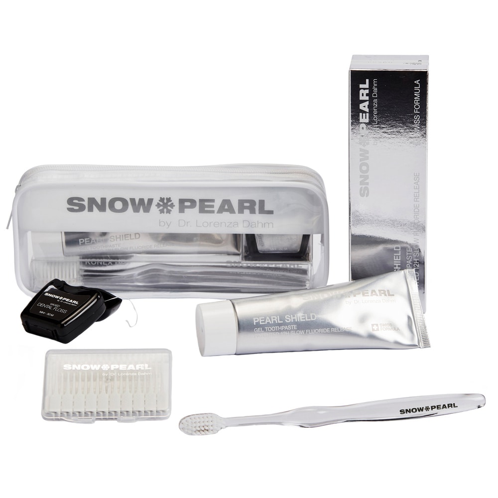 snow pearl Travel Kit PEARL SHIELD blanc Travel Kit blanc avec dentifrice gel PEARL SHIELD 75 ml