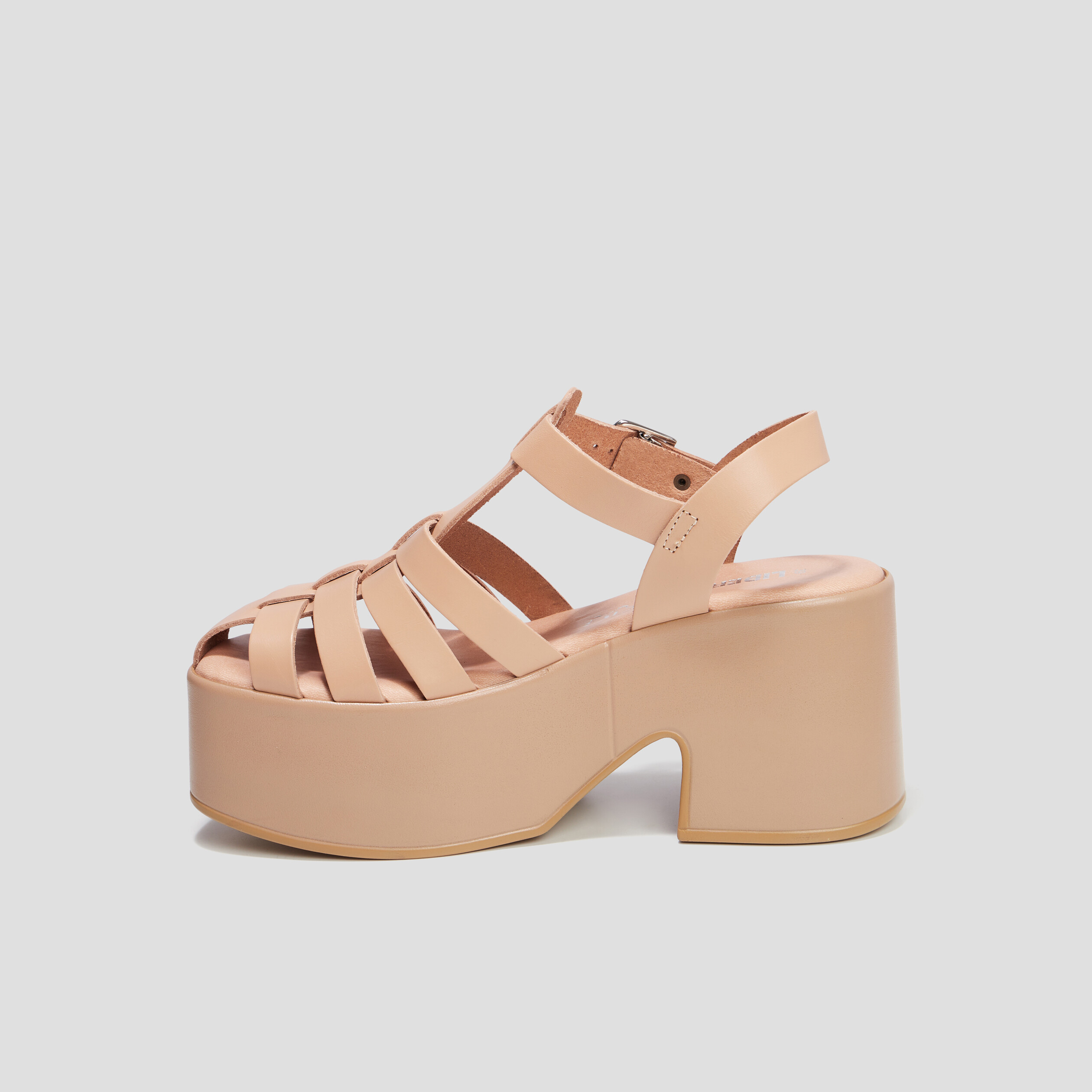 Sandales compensées en cuir Liberto rose femme | La Halle