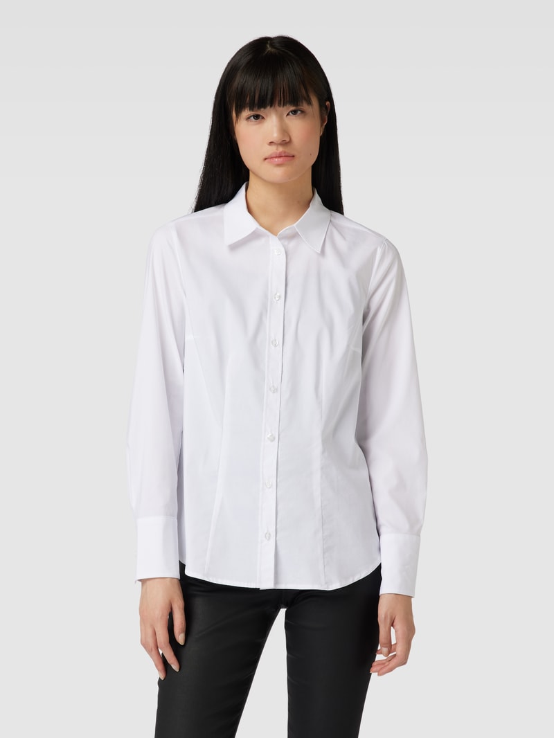Bluse mit Hemdblusenkragen in weiß