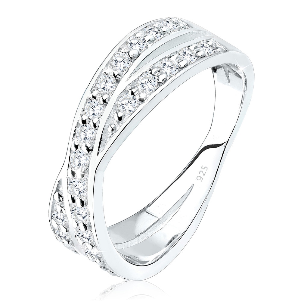 Elli Elli Bague Femme l'Engagement Pétille avec des Cristaux de Zircone en Argent Ster Bague