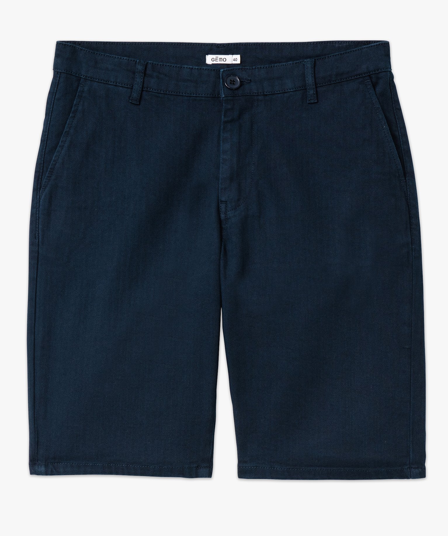 Bermuda coupe chino en coton stretch homme bleu fonce | GEMO