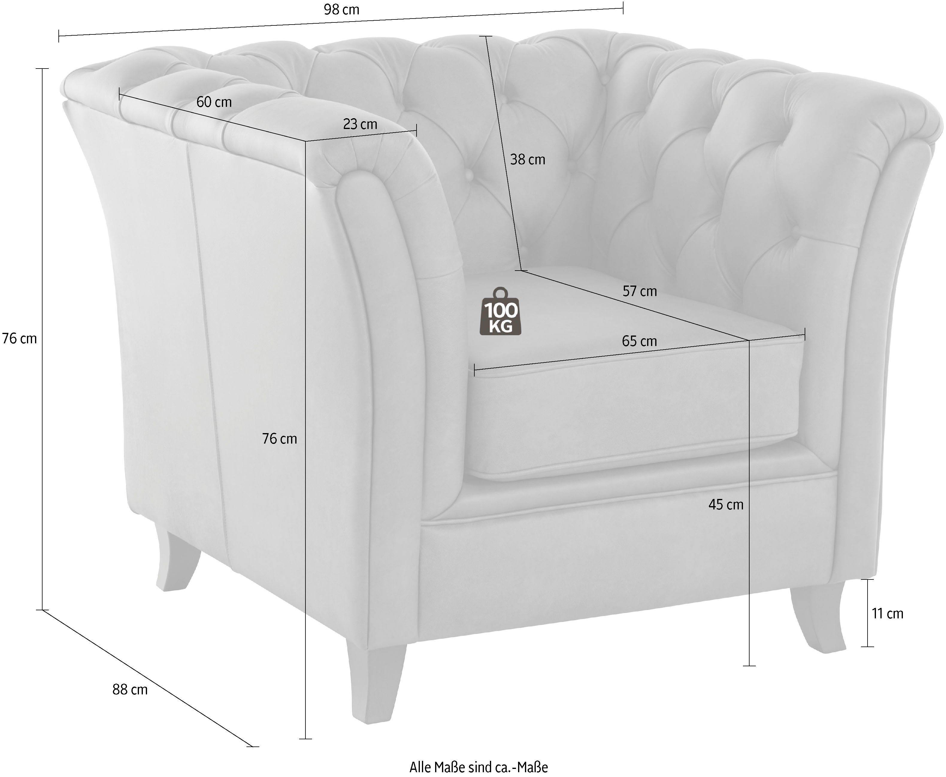 Home affaire Chesterfield-Sessel Reims, mit echter Chesterfield-Knopfheftung, hochwertige Verarbeitung