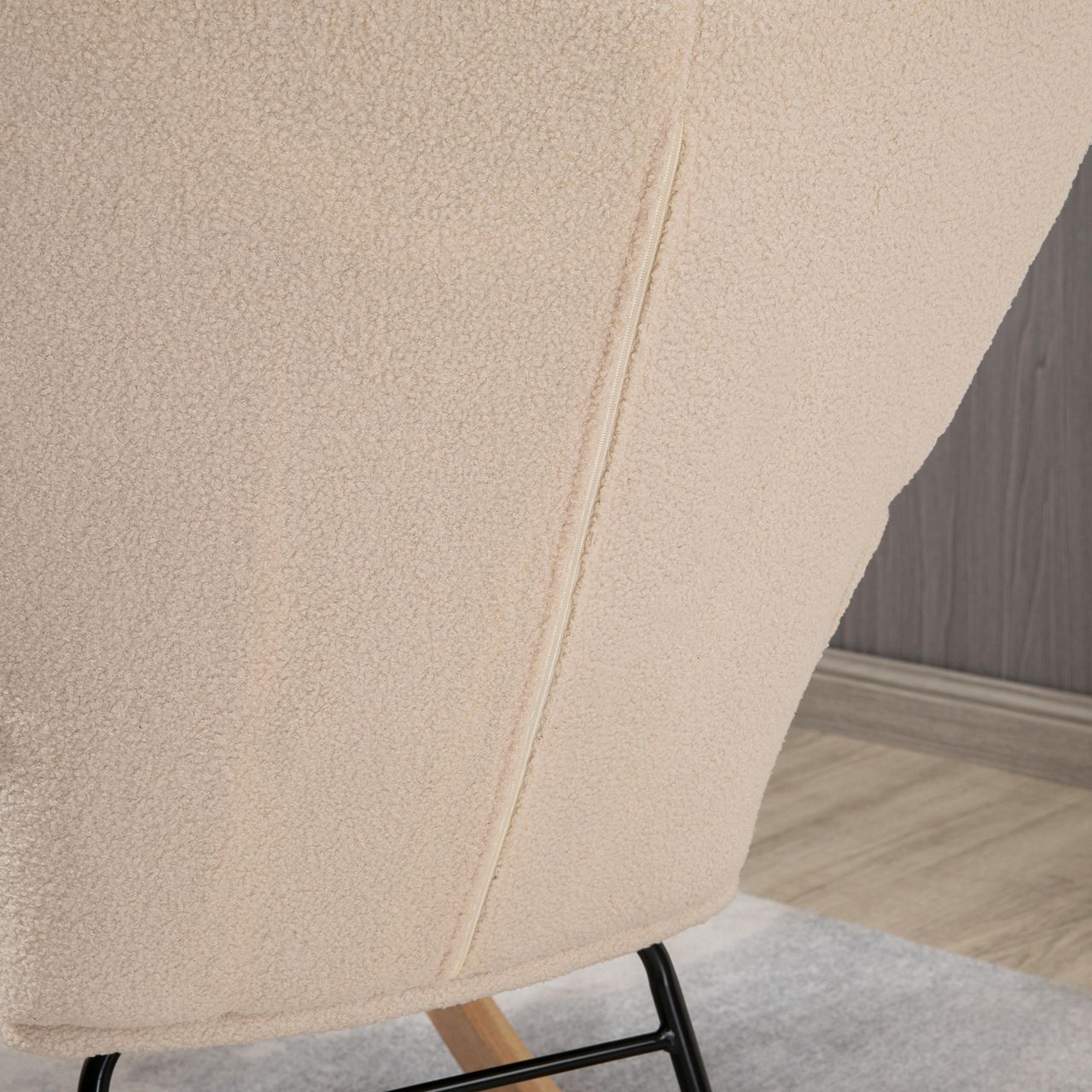 HOMCOM Schaukelstuhl Schwingsessel Akzentstuhl bis 120 kg, Polyester, Beige