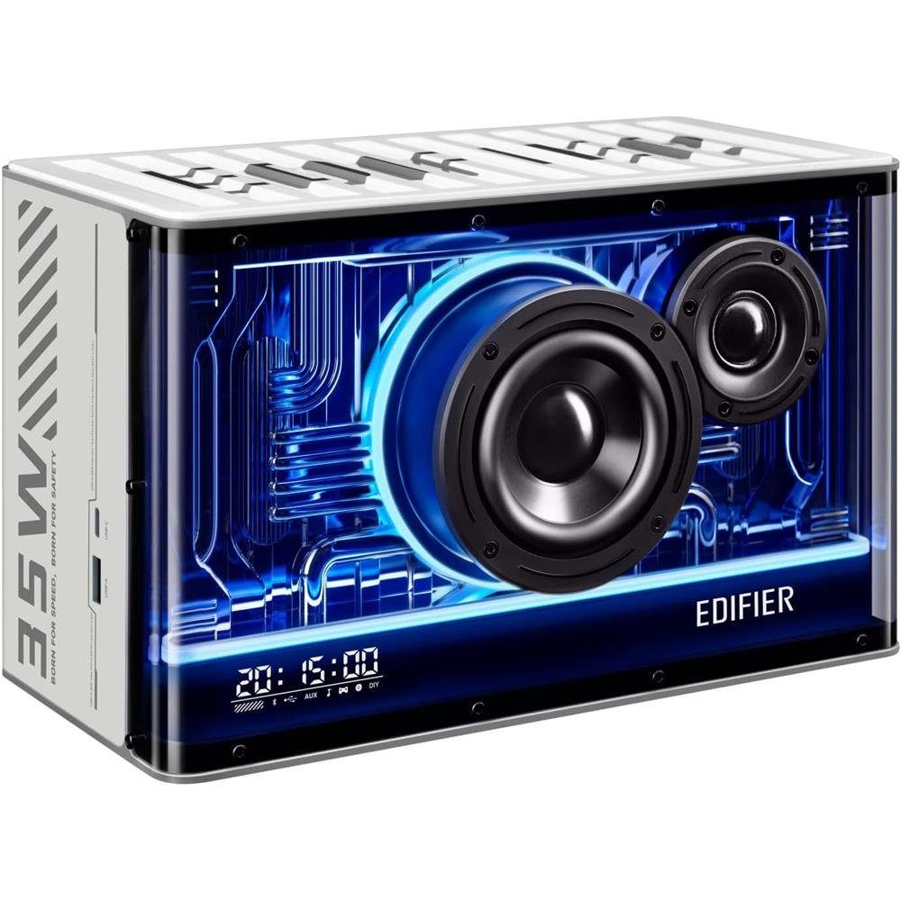 Edifier® QD35 Bluetooth-Lautsprechersystem Weiß Lautsprechersystem (Bluetooth, 40 W, mit RGB-Lichteffekten und zwei Ladeanschlüssen)