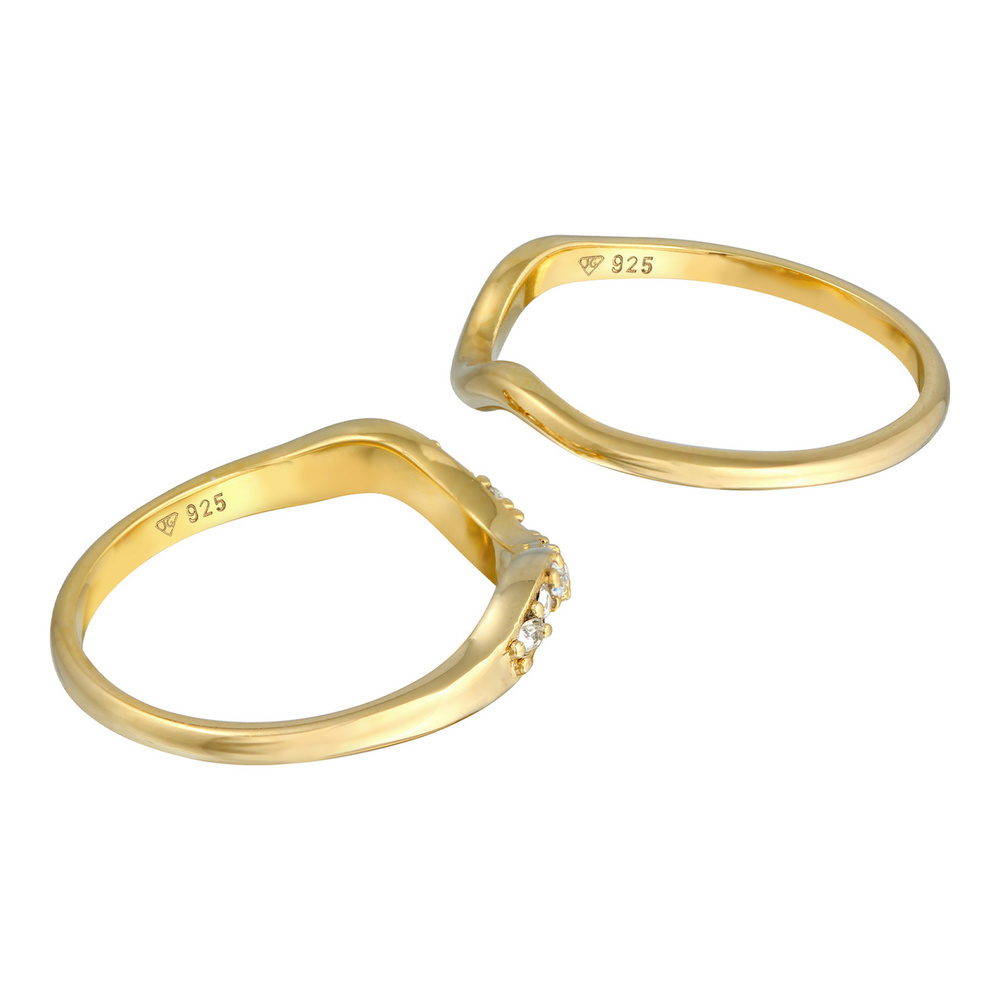 Elli Elli Bague Bagues superposées pour femmes - Ensemble de 2 bagues courbes avec cri Bague