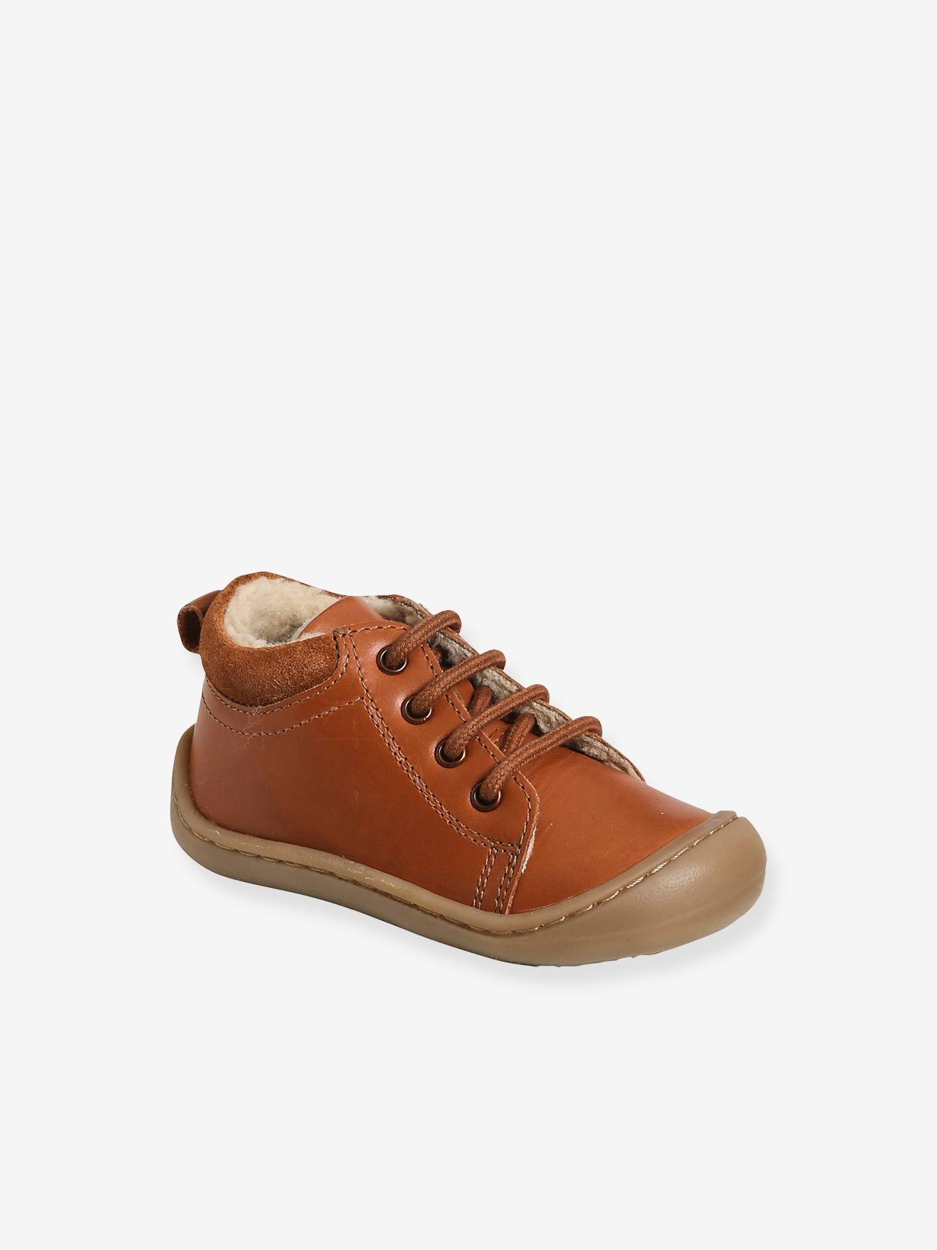 Vertbaudet Baby Krabbelschuhe mit Warmfutter - braun
