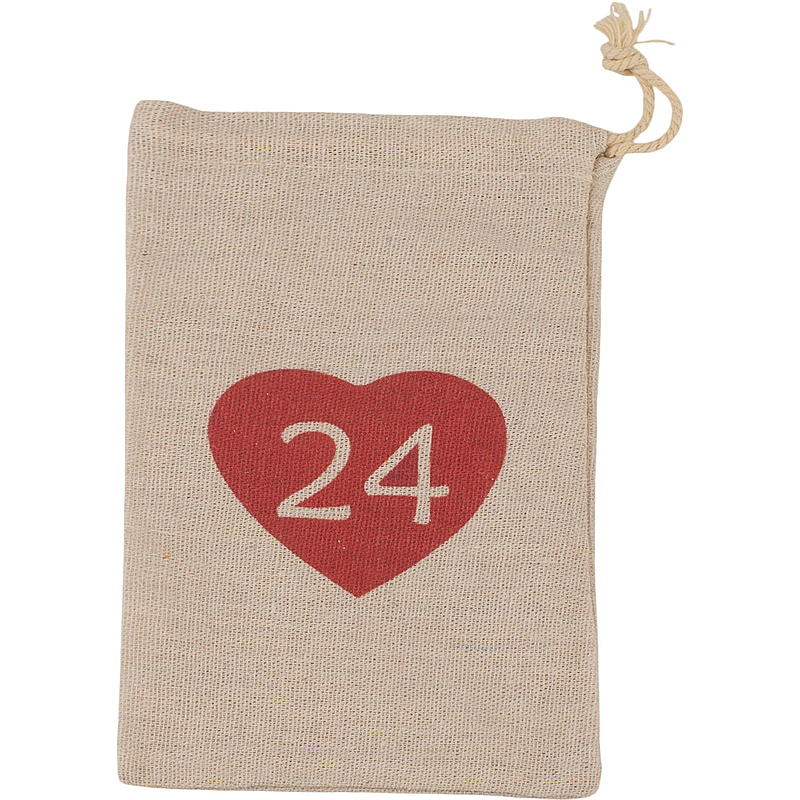 Home Kalenderposer 12x20 cm 1-24 stoff m/hjerte