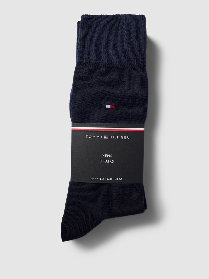 Socken mit Label-Details Modell 'Uni' im 3er-Pack in marineblau