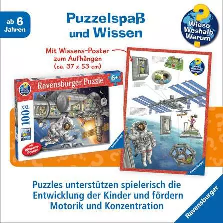 Kinderpuzzle ab 6 Jahren - Wieso? Weshalb? Warum? Auf der Weltraumstation - 100 Teile