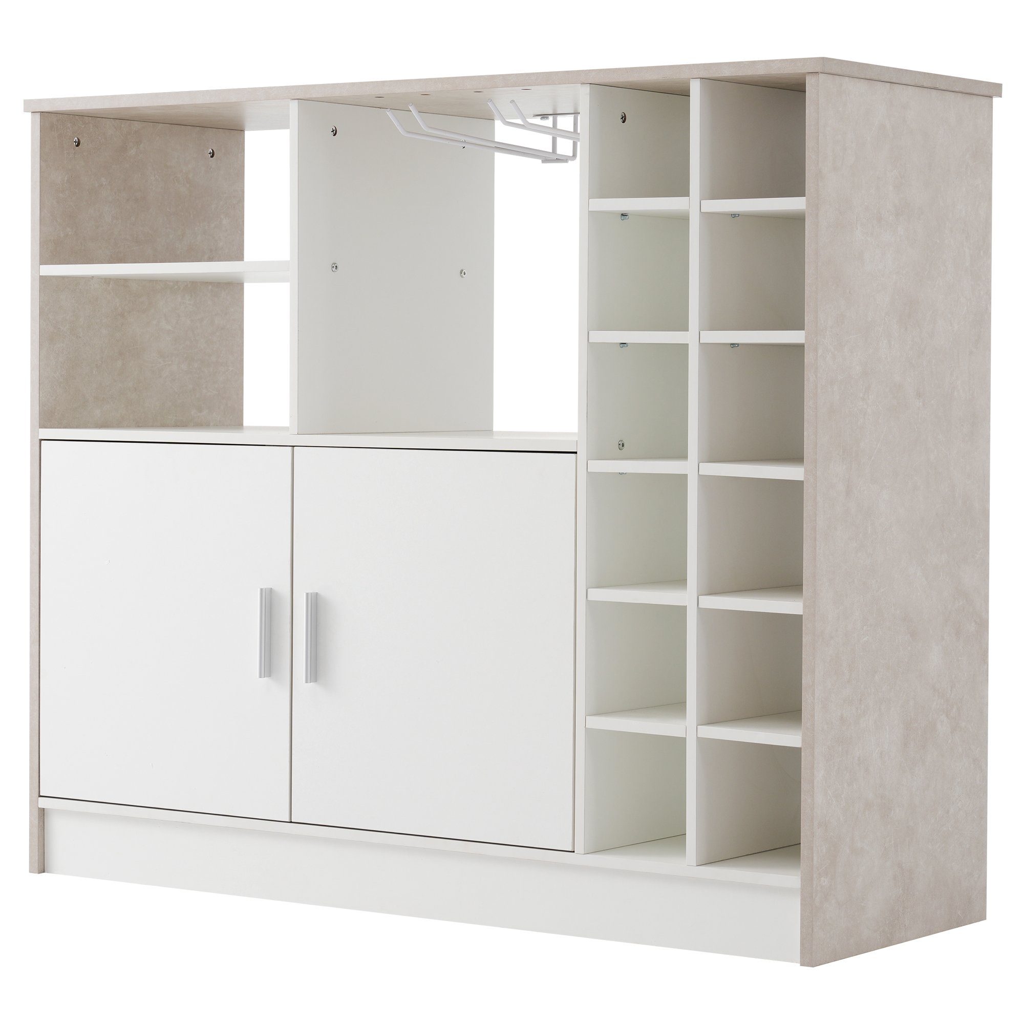 SEEZSSA Bartisch Bartisch Küche Bistrotisch Tisch Tresentisch Küchentheke mit Stauraum, 4 Personen Bartisch Theke Bar mit Metallrahmen, 110x40x94,5 cm