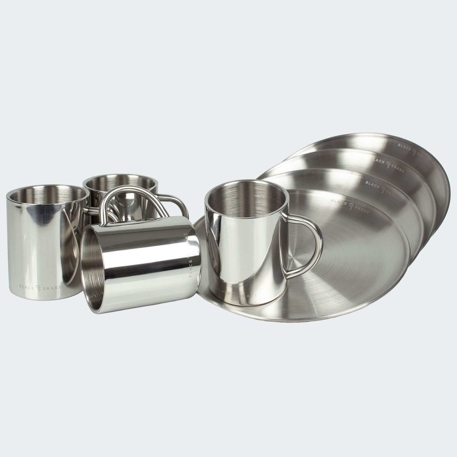 Black Snake 8-teilig Edelstahl Campinggeschirr Set