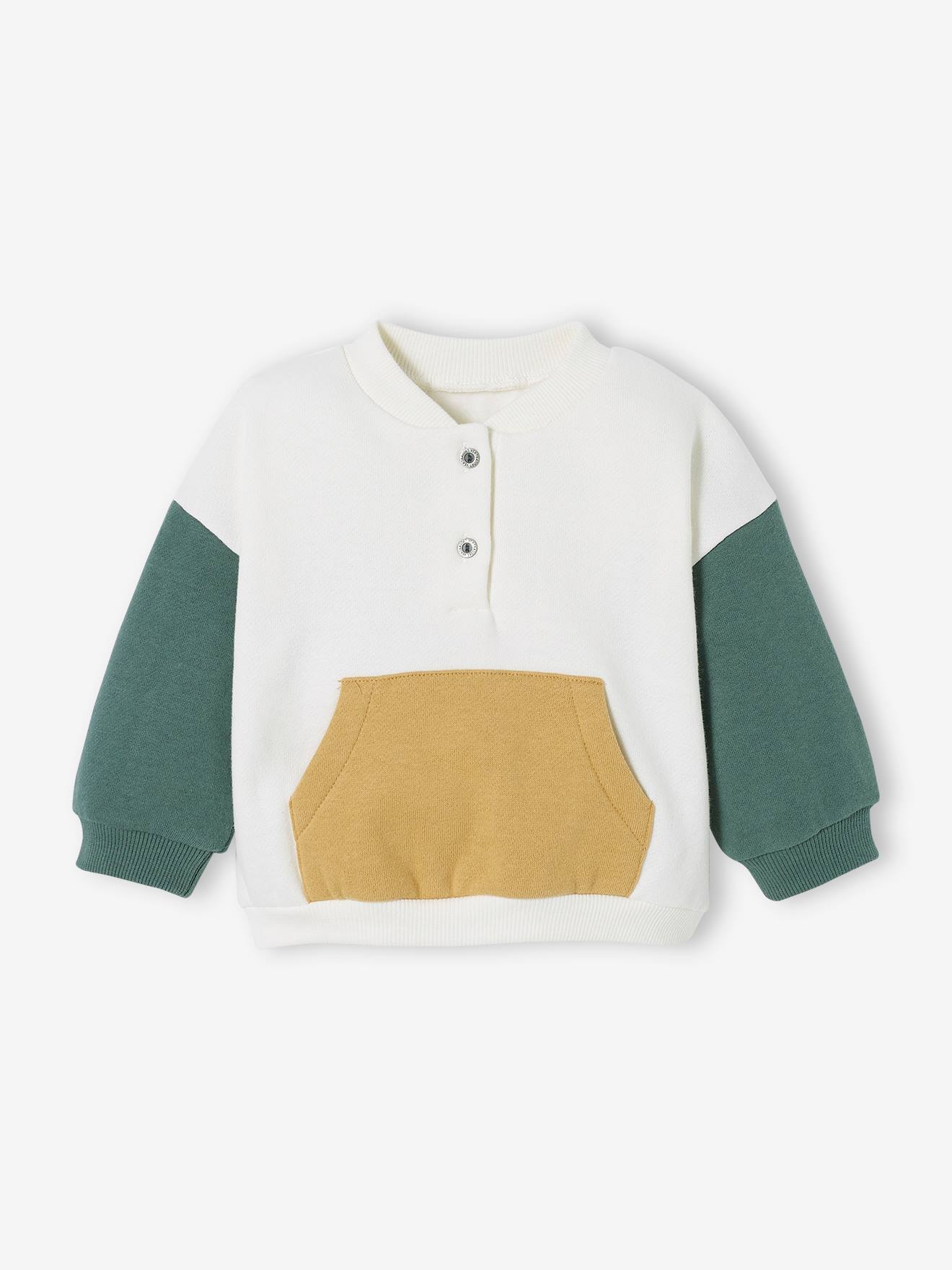 Ensemble bébé sweat en molleton + pantalon en velours ivoire