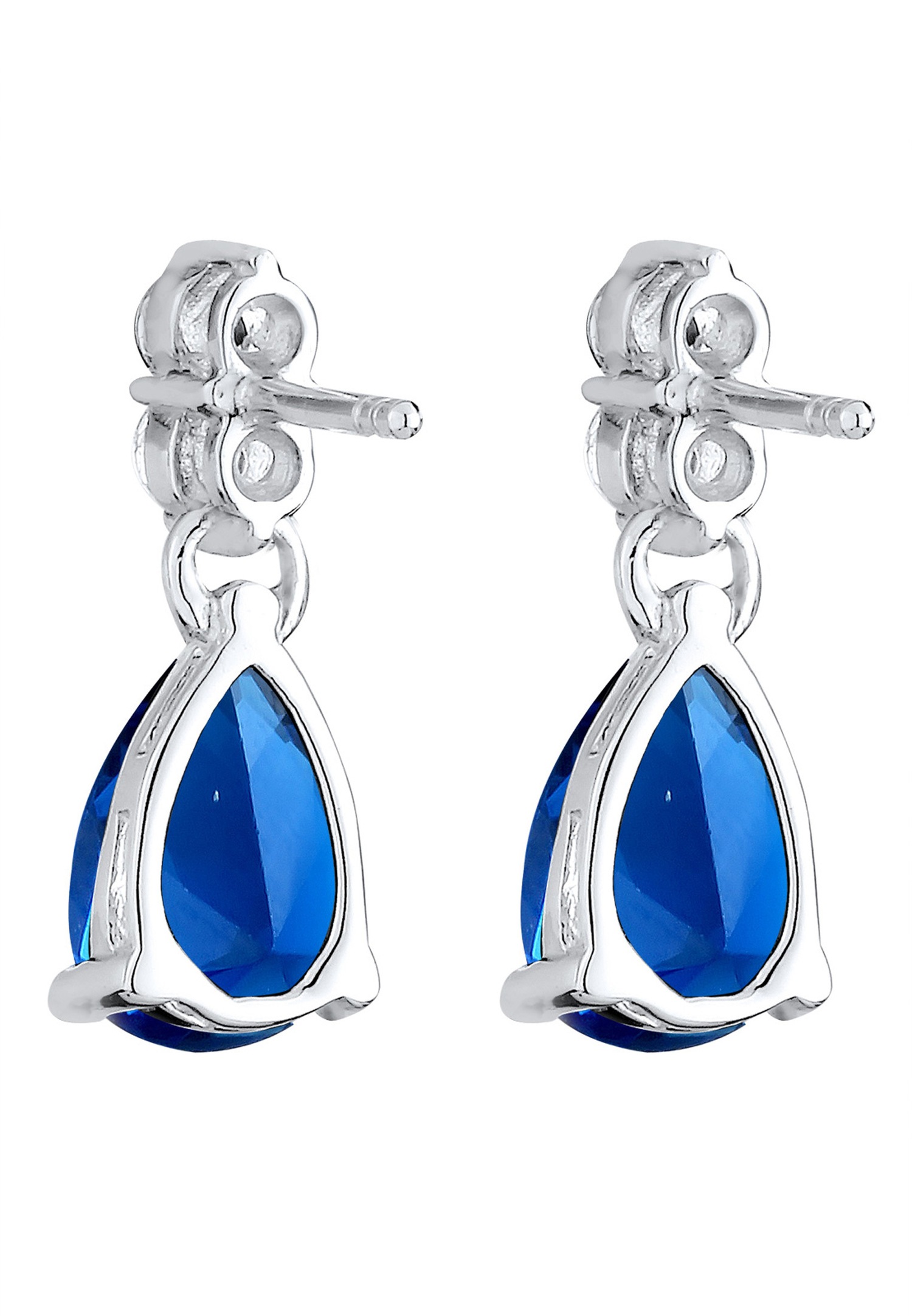 Pendientes colgantes Elli para mujer con cristales de circonio y zafiro sintético en plata de ley 925.