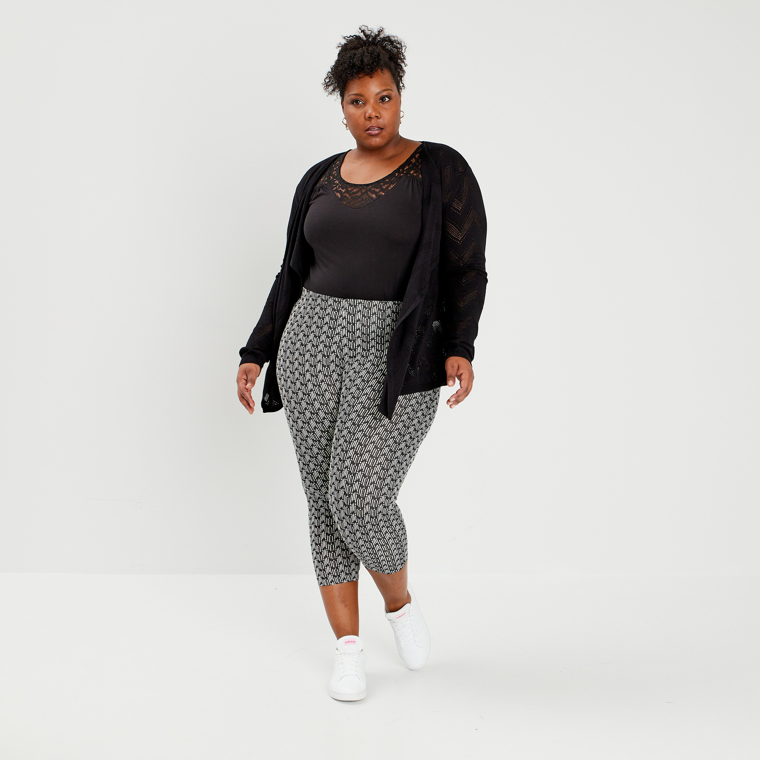 Legging 7 8ème taille standard noir femme grande taille | La Halle