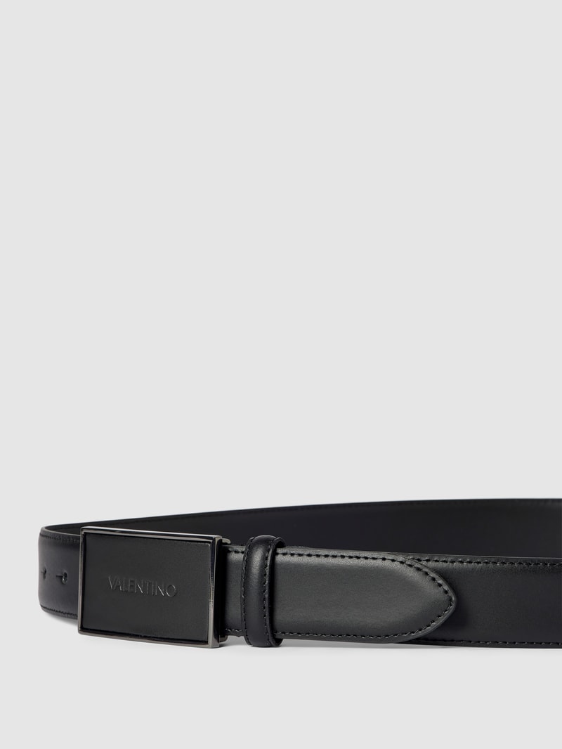 Gürtel aus Leder mit Label-Detail Modell 'Plaque' in schwarz