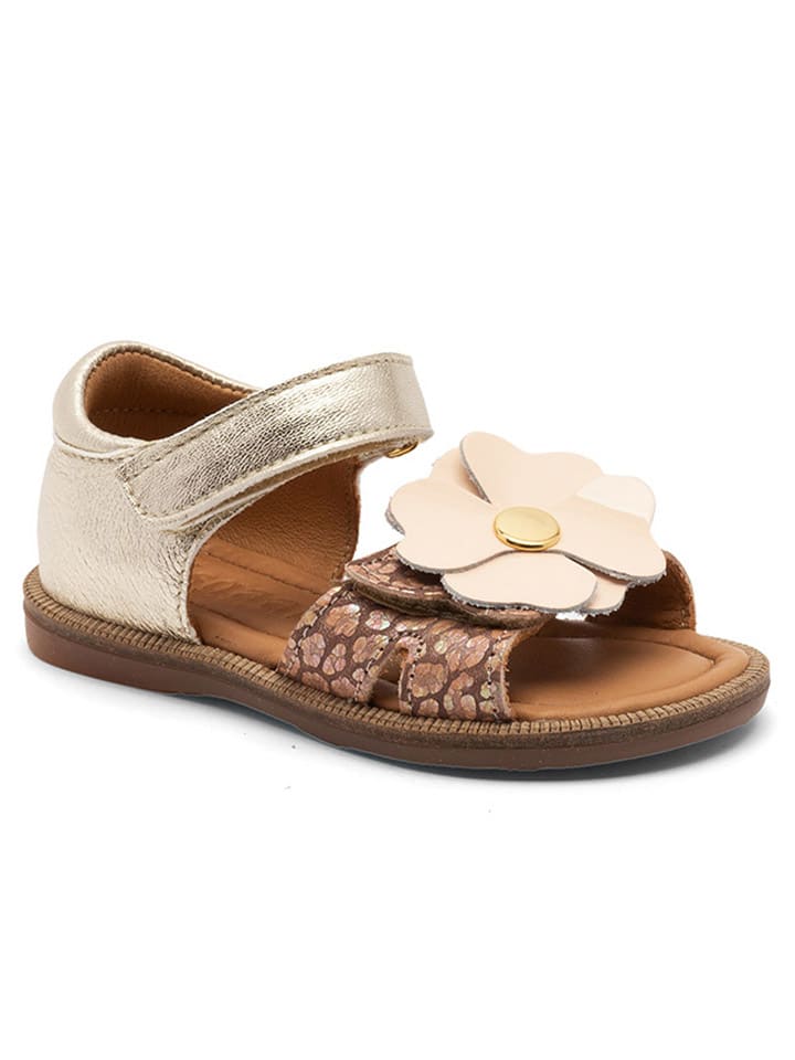 bisgaard Leder-Sandalen in Gold/ Beige günstig kaufen