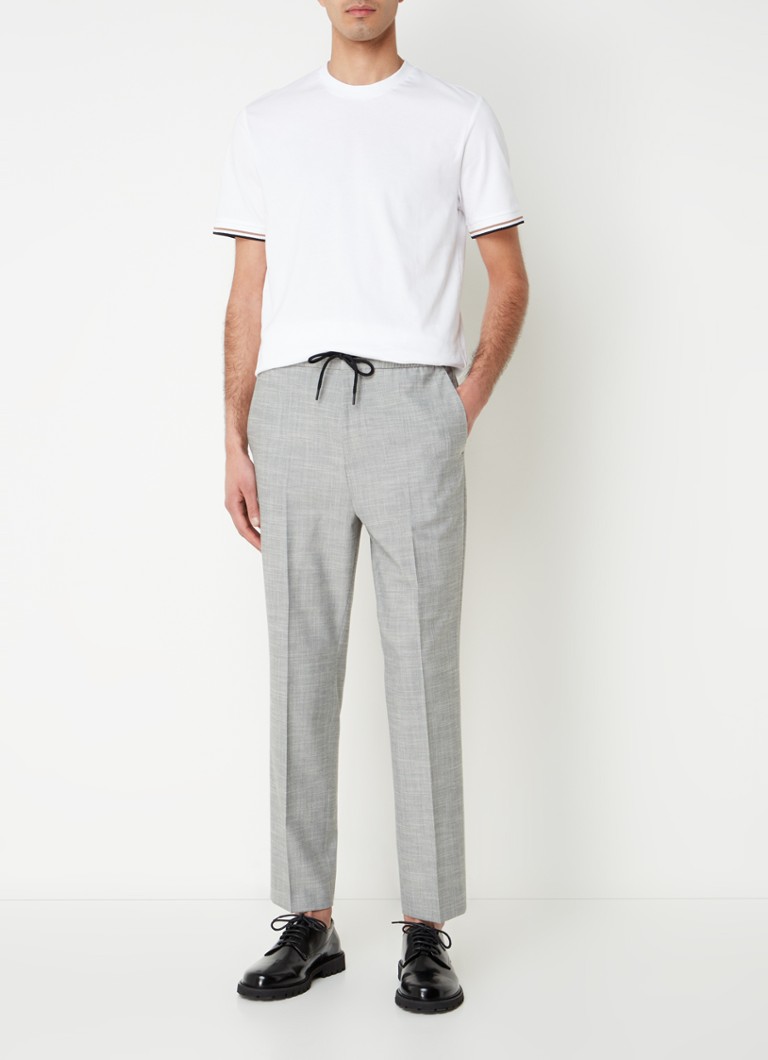 Pantaloni HUGO BOSS Howie, croială slim fit, din amestec de lână, cu talie reglabilă cu șnur.