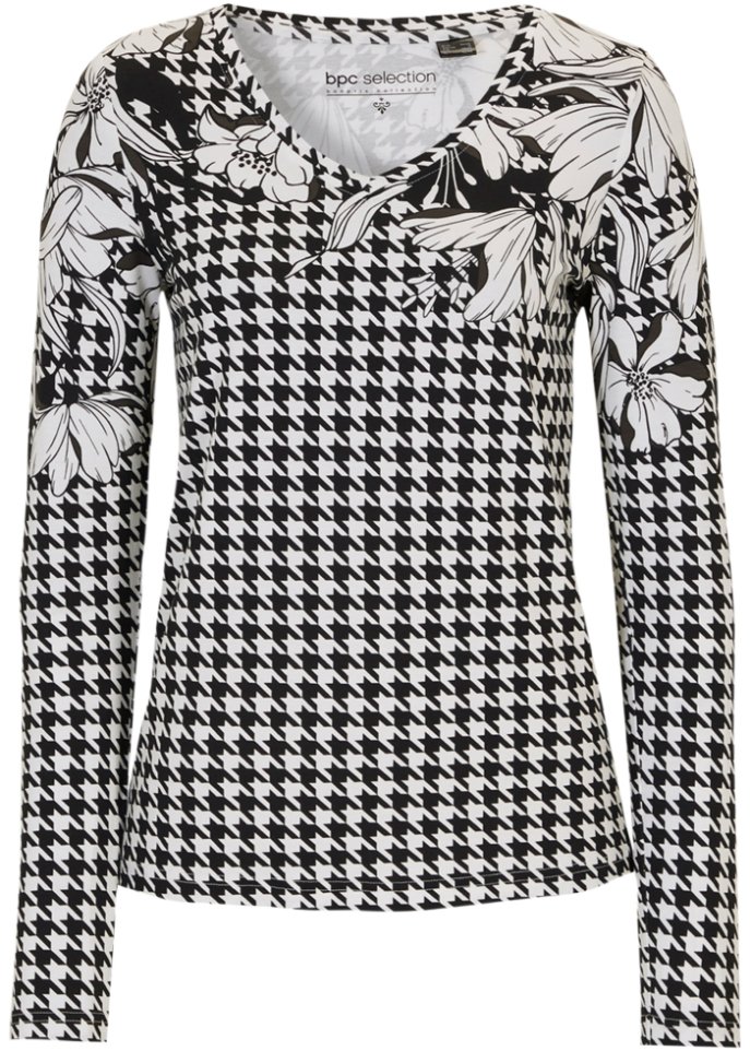 Langarmshirt im Hahnentritt-Design