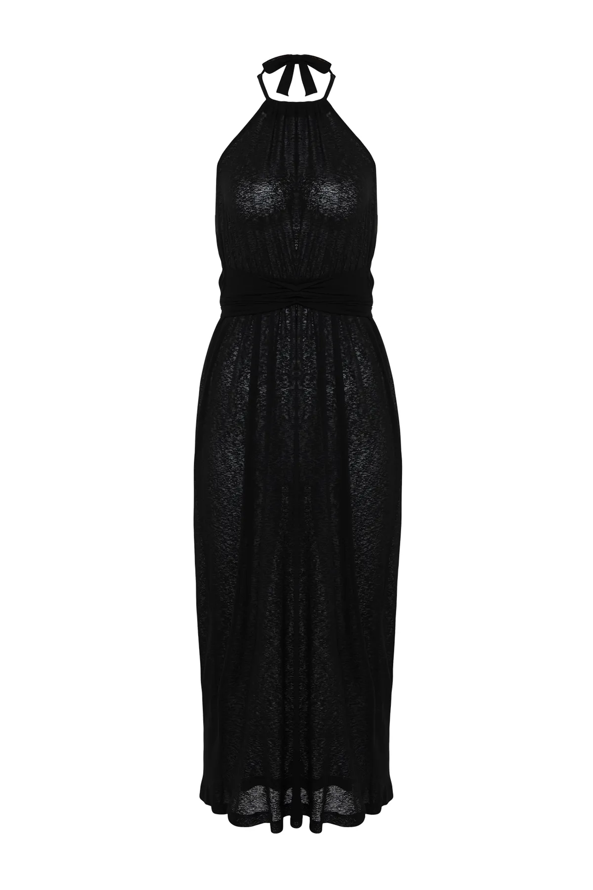 Trendyol Collection  Schwarzes Maxi-Strandkleid aus Strick TBESS24EL00124