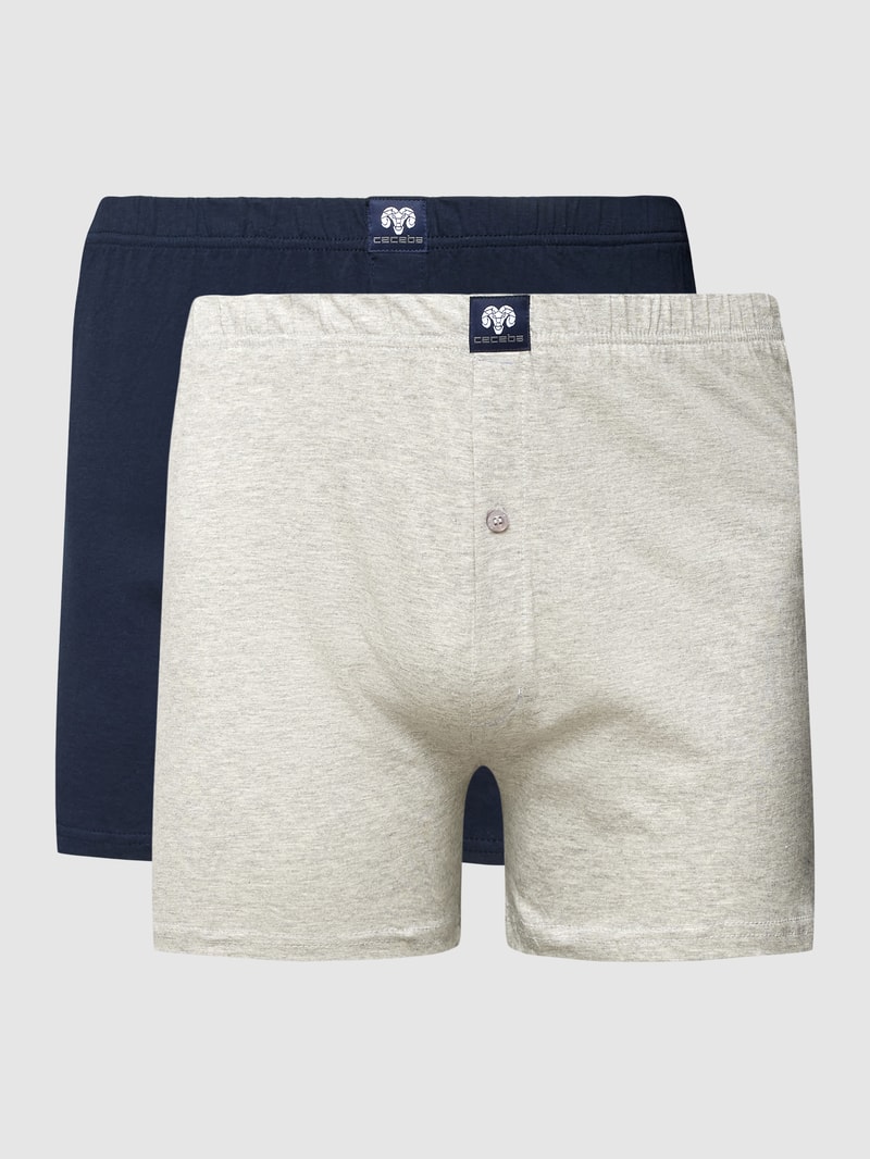 PLUS SIZE Boxershorts mit Label-Patch im 2er-Pack in mittelgrau meliert