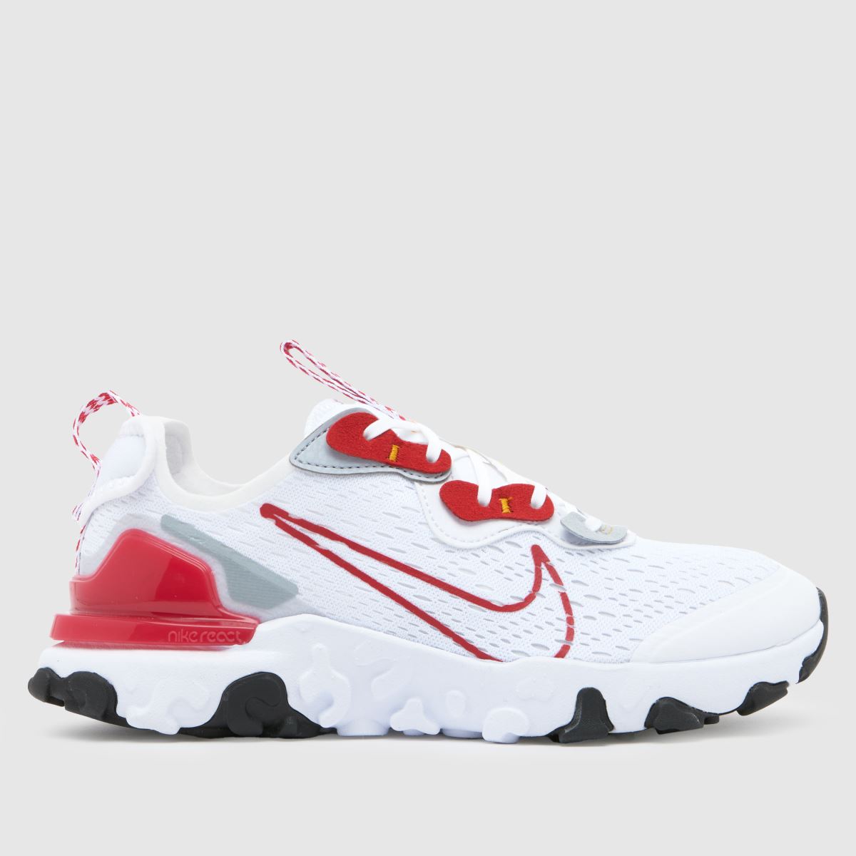 Nike vita och röda React Vision-skor för pojkar och ungdom
