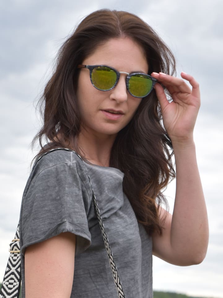 styleBREAKER Sonnenbrille in Schwarz-Silber / Blau verspiegelt günstig kaufen onesize
