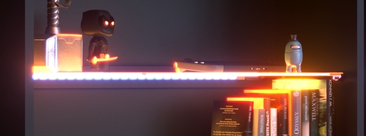 Parisot Gaming 2 - Gamertisch mit Regal, LED Beleuchtung mit Farbwechsel