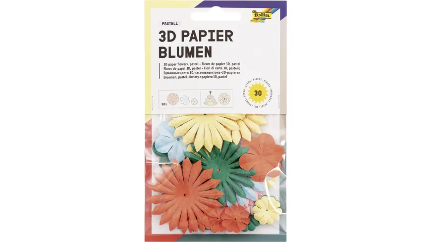 folia Papierblumen farbig sortiert