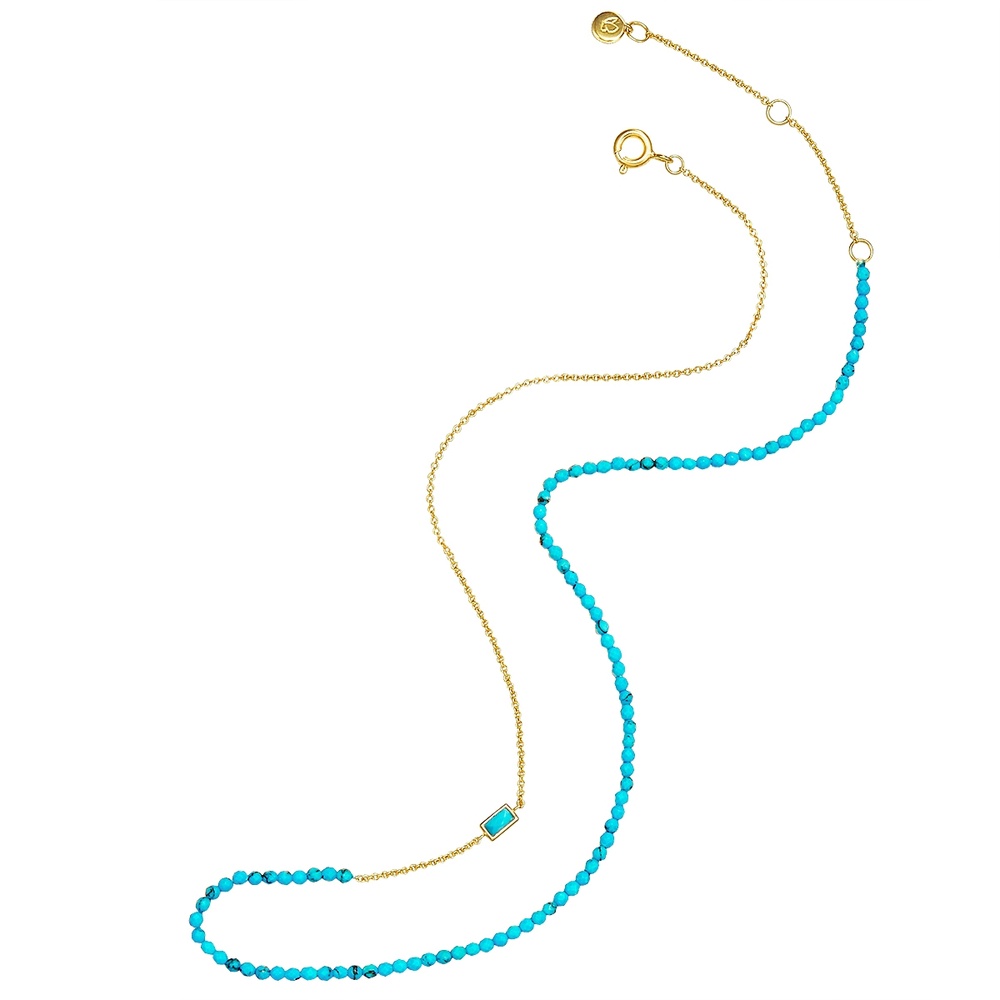 Glanzstücke München Collier en argent Argent sterling Turquoise reconstituée en Or jaune collier