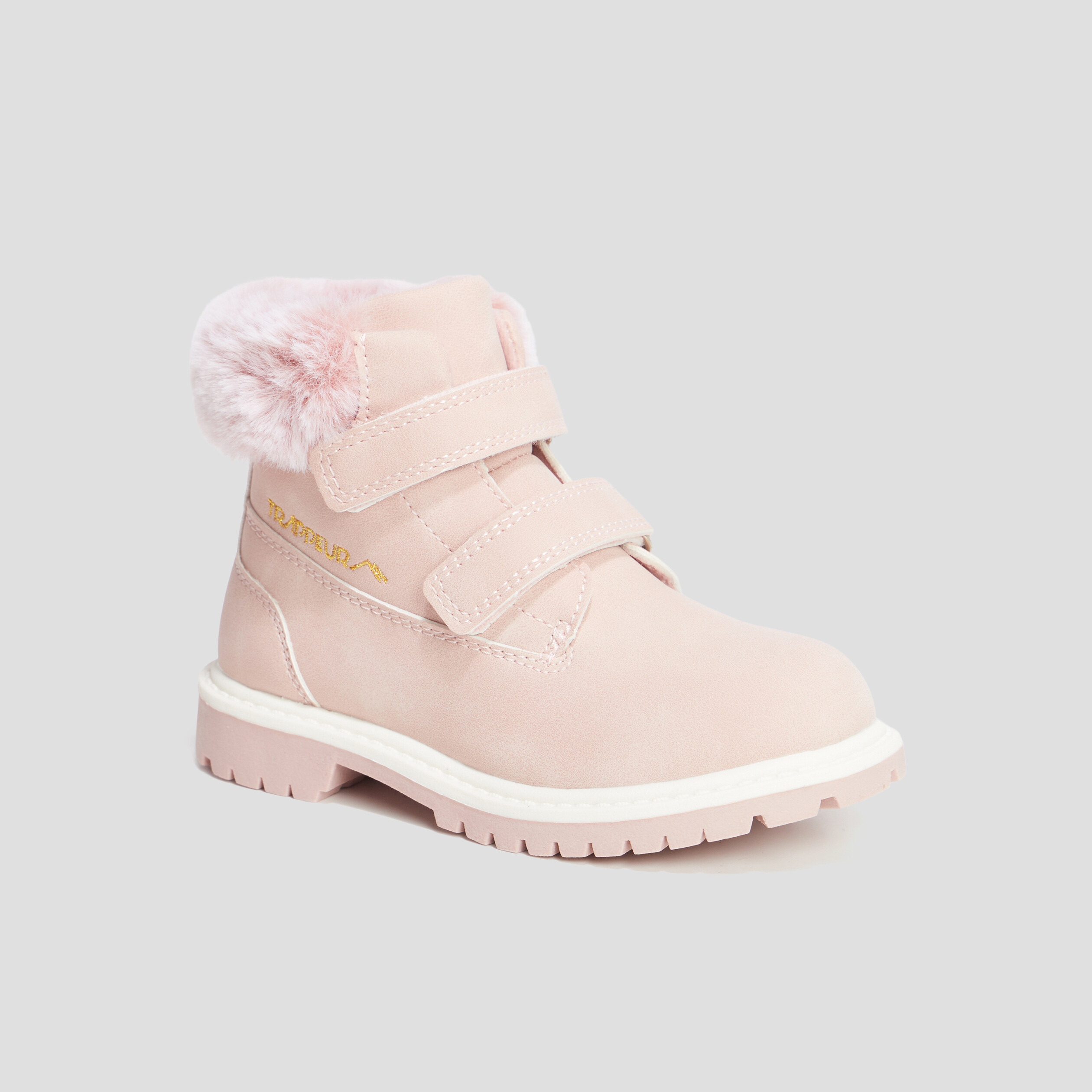 Bottines à scratchs et fourrure Trappeur rose fille | La Halle