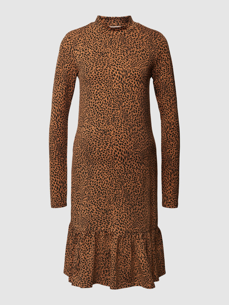 Umstands-Kleid in Knielänge mit Allover-Muster in hellbraun