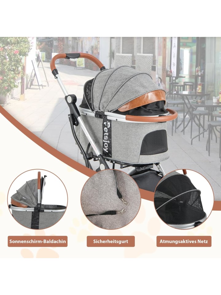 COSTWAY 3 in 1 Hundewagen in Grau günstig kaufen 78 cm