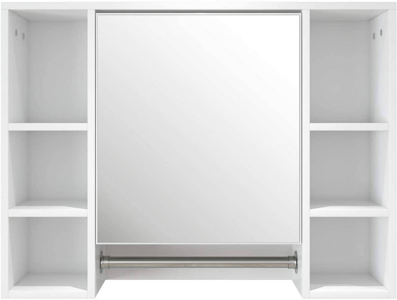 EUGAD Spiegelschrank (1-St) mit 8 Ablagen Wandschrank mit Tür 80x20x60cm Weiß