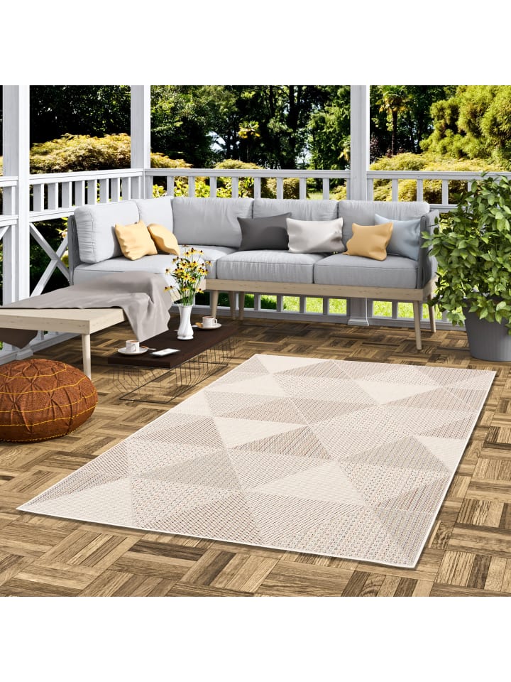 Pergamon In & Outdoor Teppich Flachgewebe  Campus Rauten in Beige günstig kaufen