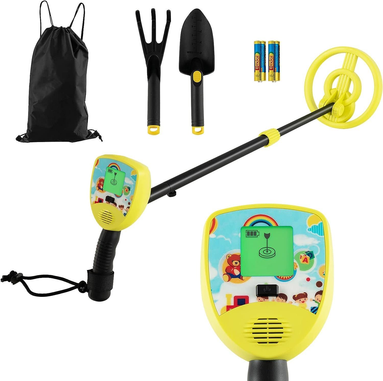 KOMFOTTEU Metalldetektor für Kinder, mit verstellbarem Stiel (64-84 cm)