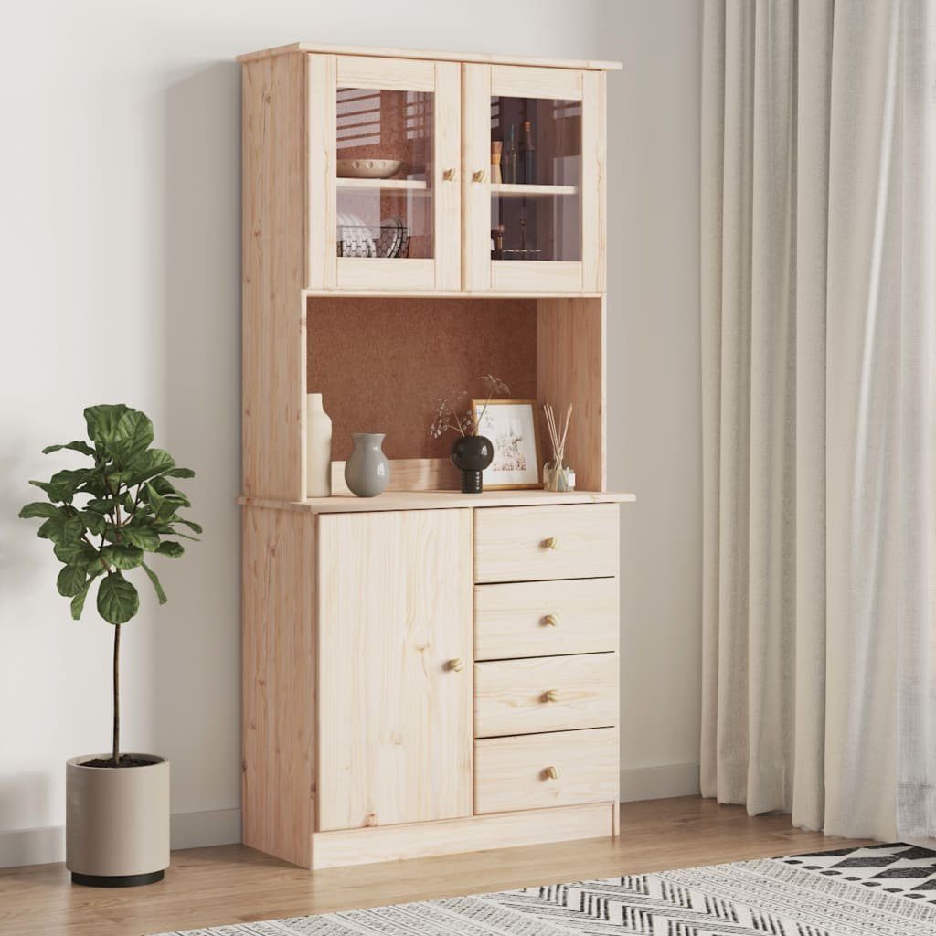 vidaXL Sideboard Highboard ALTA 77x35x165 cm Massivholz Kiefer (1 St)