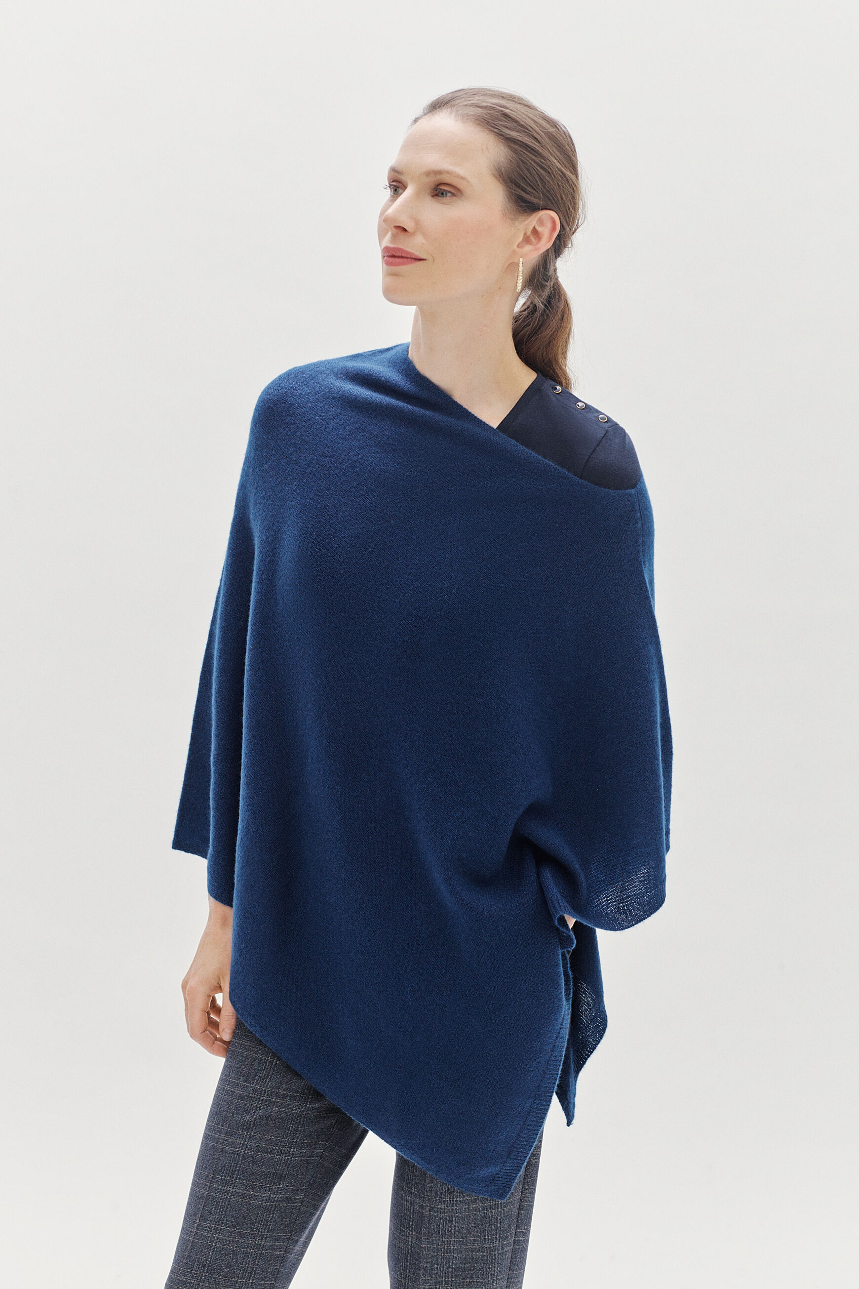 poncho baltia bleu petrole femme